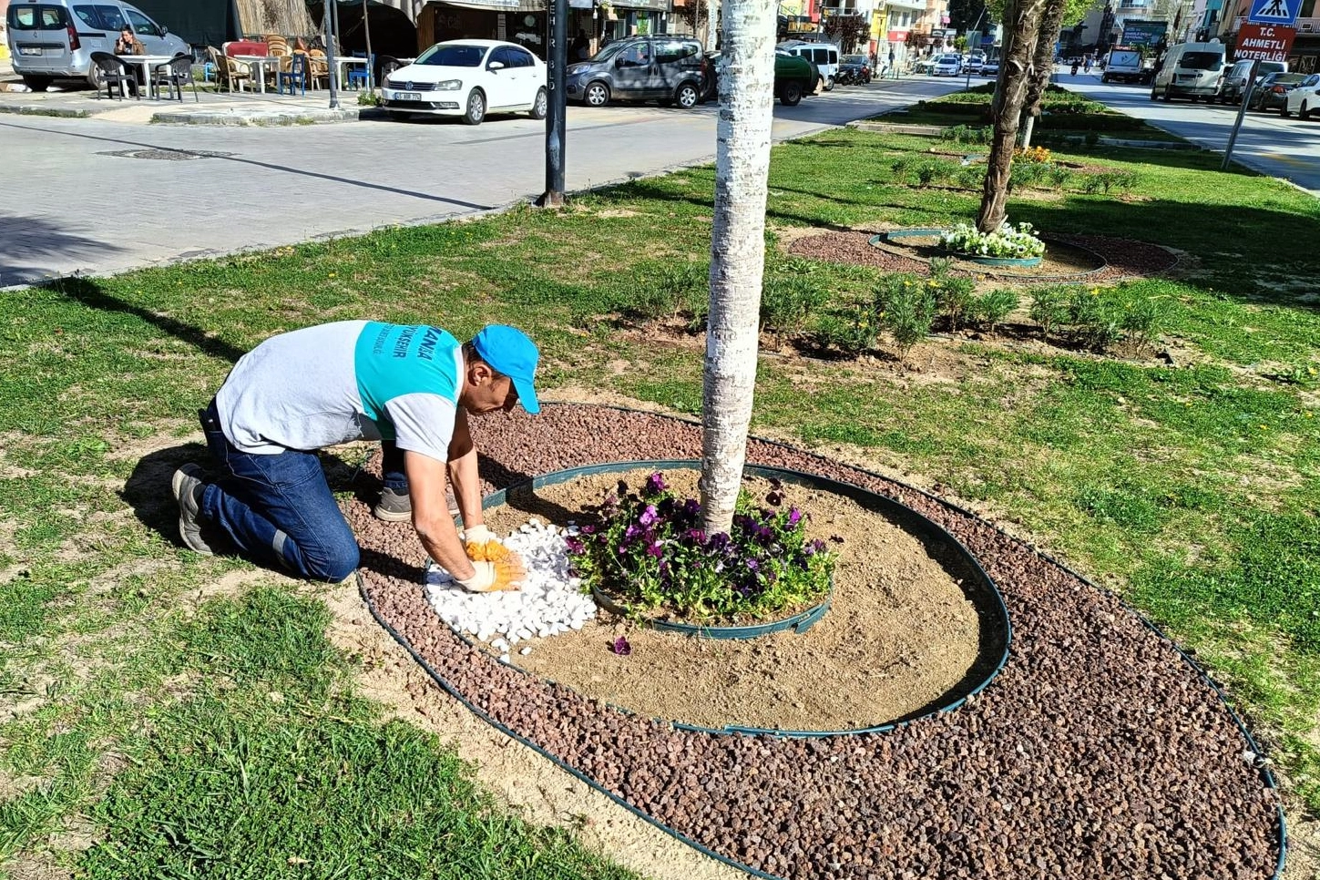 Manisa'da yeşil alanlara estetik dokunuş
