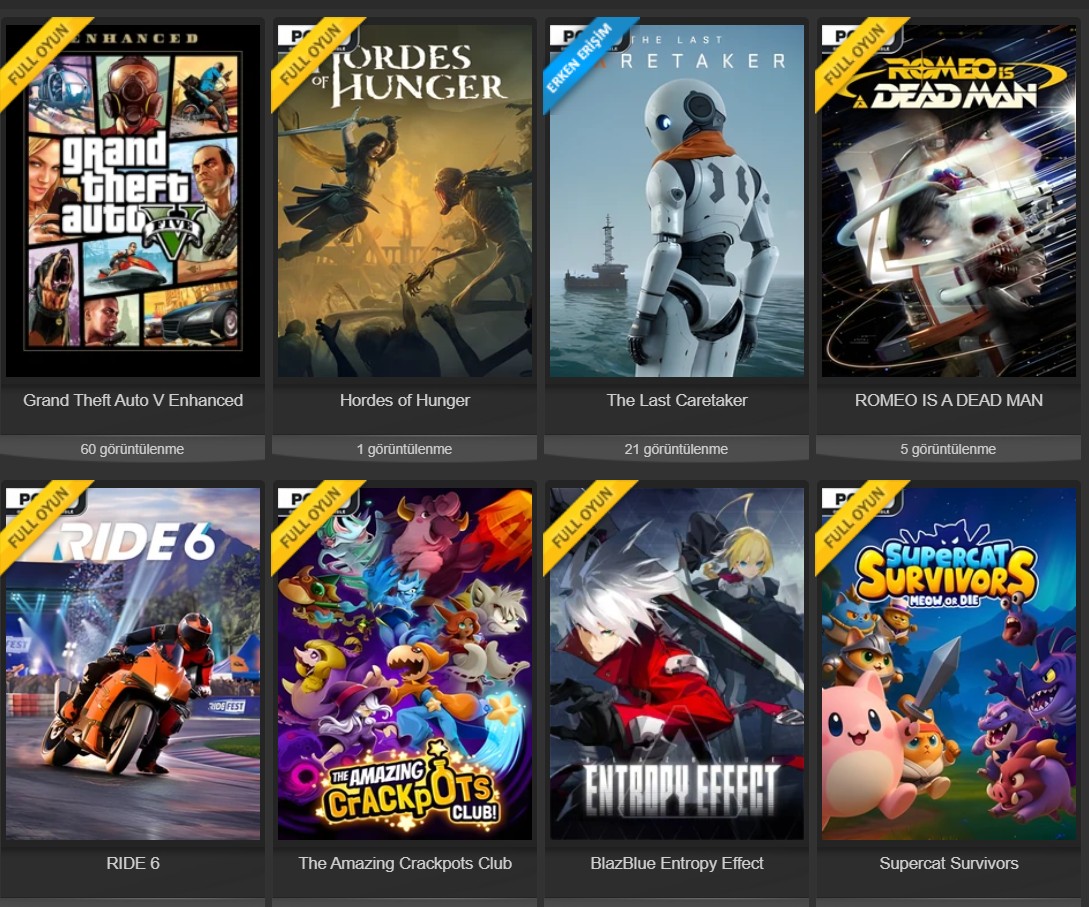 En çok oynanan oyunlar